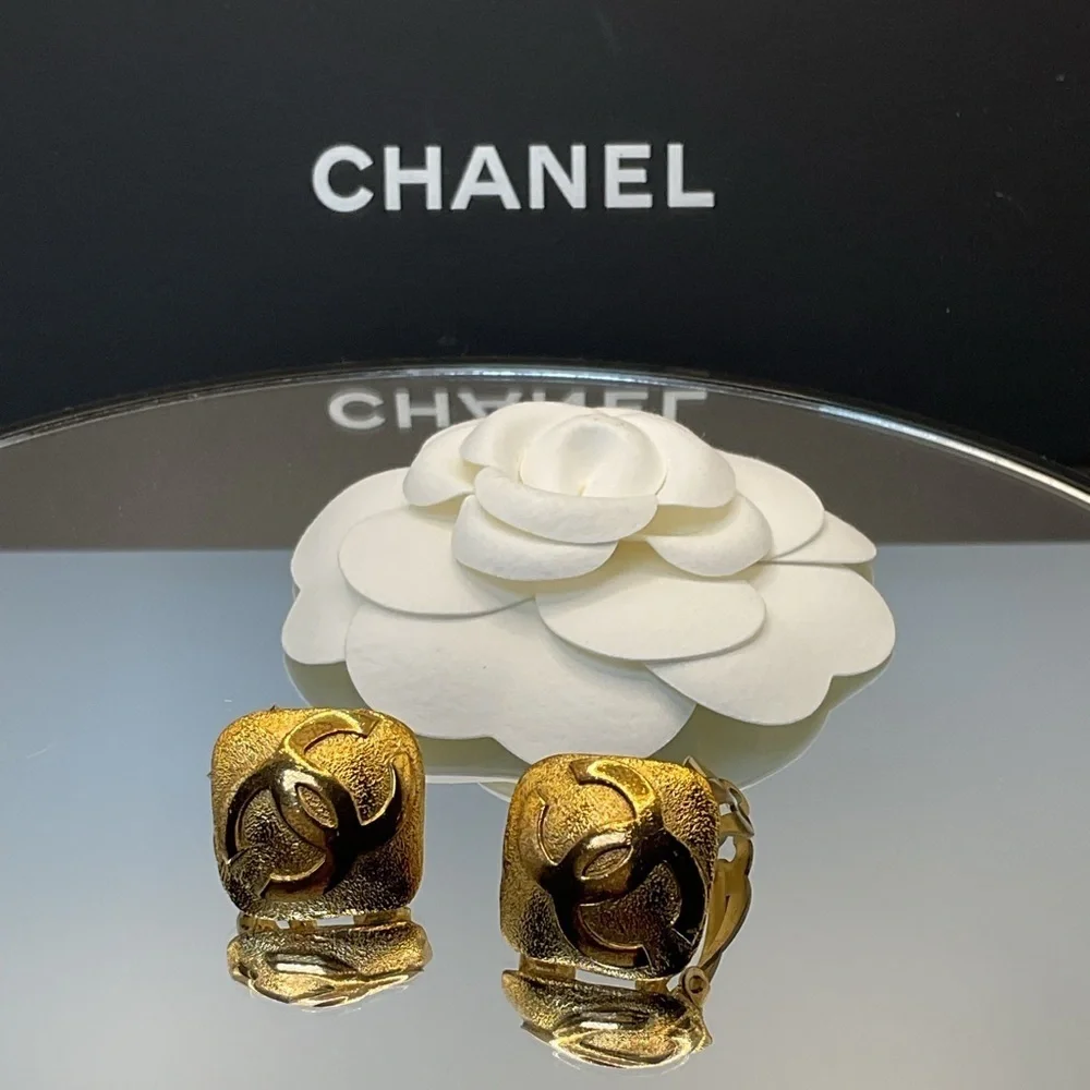 Chanel CC Diamond Shape Clip On Earrings